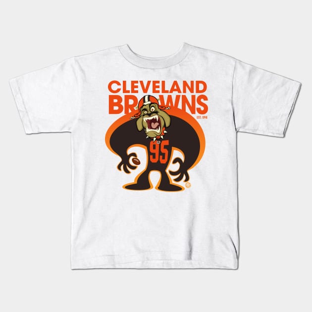 Cleveland Browns BullDawg Whoosh 95 Kids T-Shirt by Goin Ape Studios